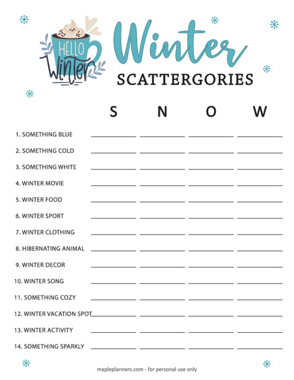 Winter Scattergories