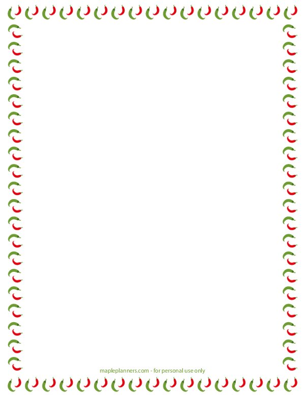 Red Green Chilies Mexican Page Border