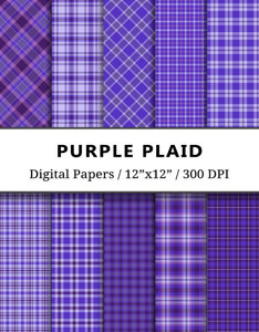 Purple Violet Plaid Digital Papers