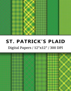 Green Ombre Plaid Digital Papers