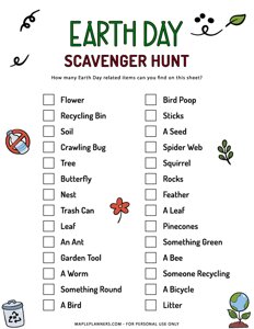 Earth Day Scavenger Hunt