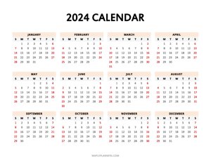 2024 Year at a Glance Template (Landscape)