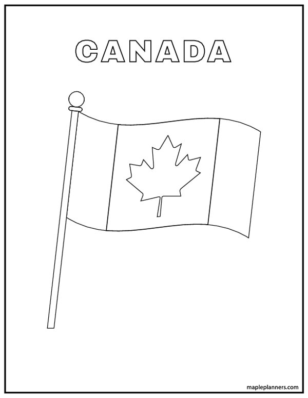 Canadian Flag Coloring Page