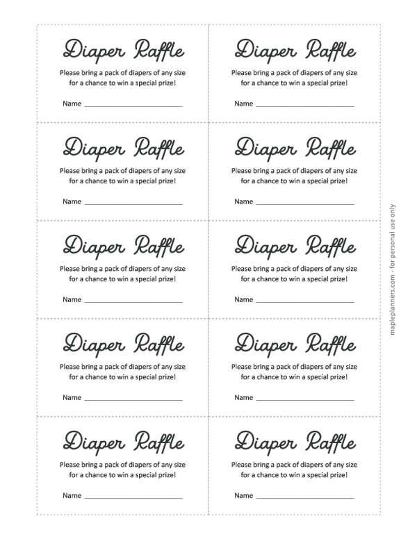 Diaper Raffle Tickets