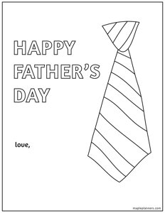 Tie - Happy Fathers Day Coloring Sheet