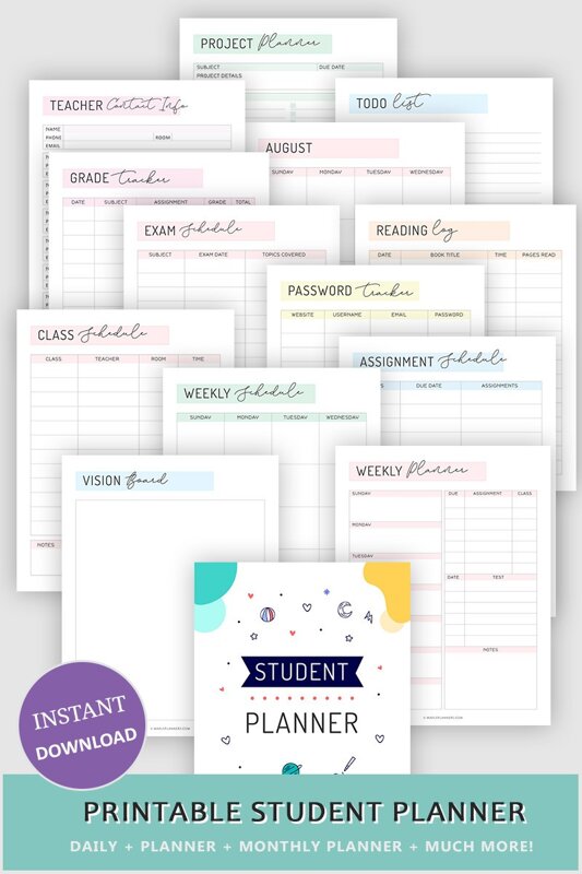 Student Planner Printable