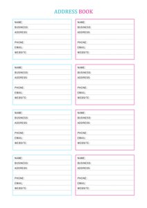 A5 Address Book Template