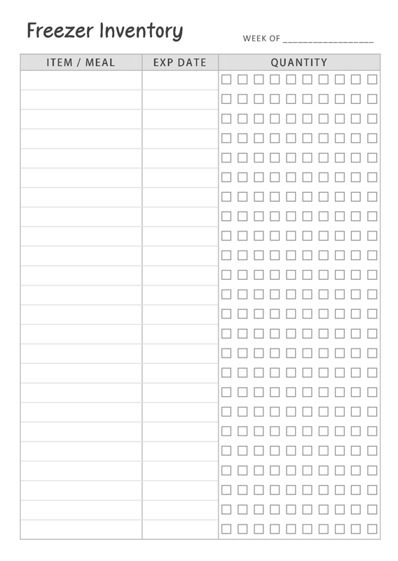 B6 TN Freezer Inventory Checklist