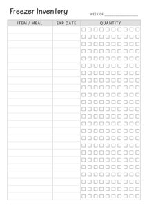 B6 TN Freezer Inventory Checklist