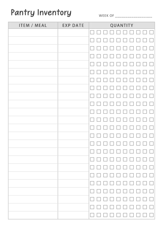 B6 TN Pantry Inventory Checklist