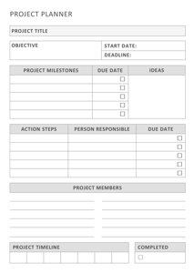 B6 TN Project Planner Printable