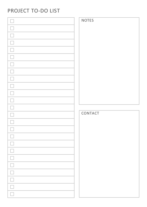 B6 TN Project To Do List Printable