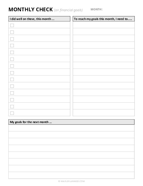 Monthly Check on Financial Goals