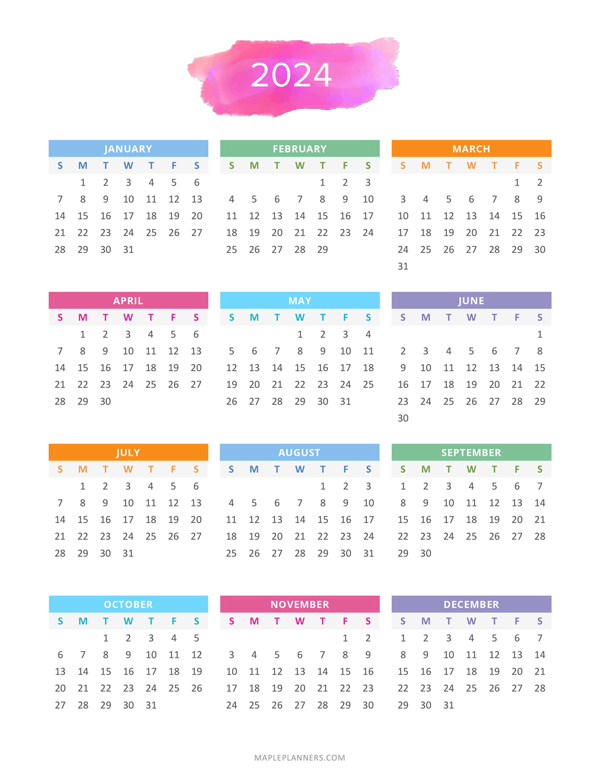 2024 Yearly Calendar