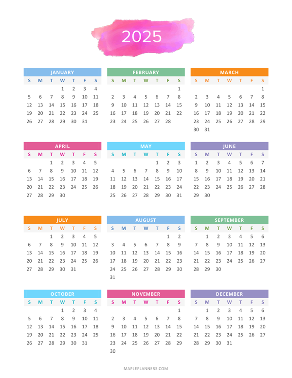 2025 Yearly Calendar | Desktop Calendar