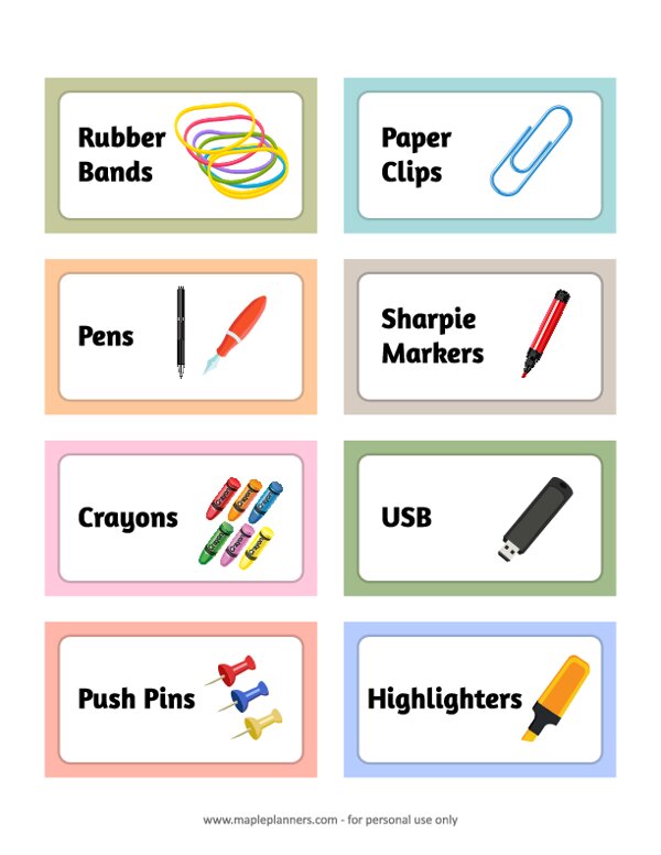 Printable Classroom Labels