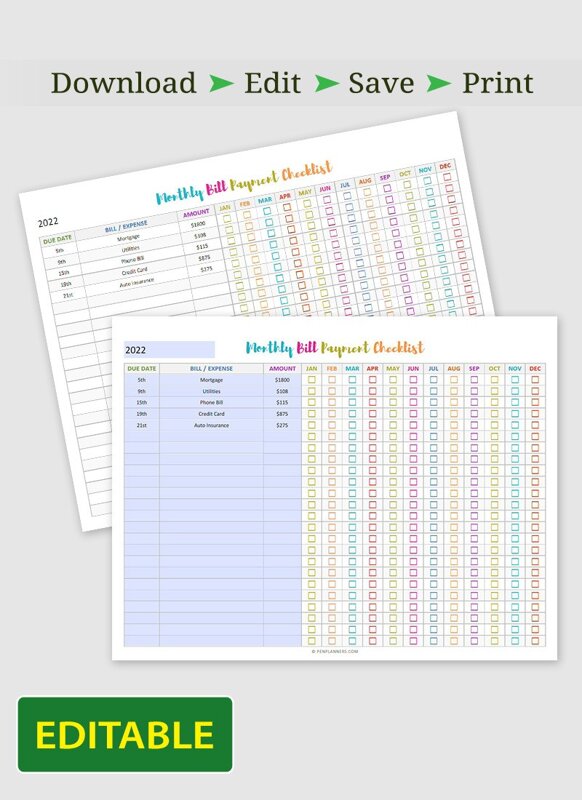 Editable Bill Payment Tracker