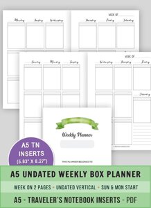 TN A5 Weekly Box Planner Printable (Undated)
