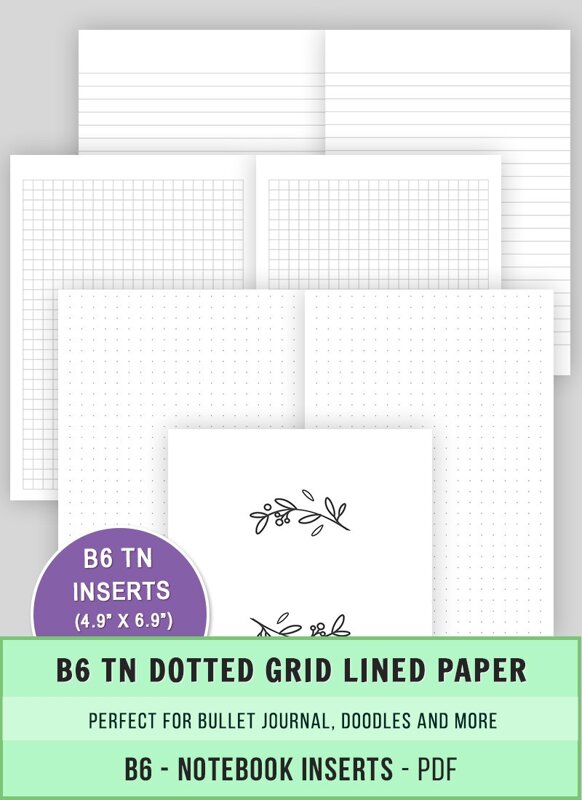 Free B6 TN Inserts; Dot Grid Graph Lined Paper