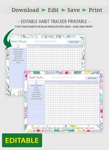 Editable Habit Tracker Printable