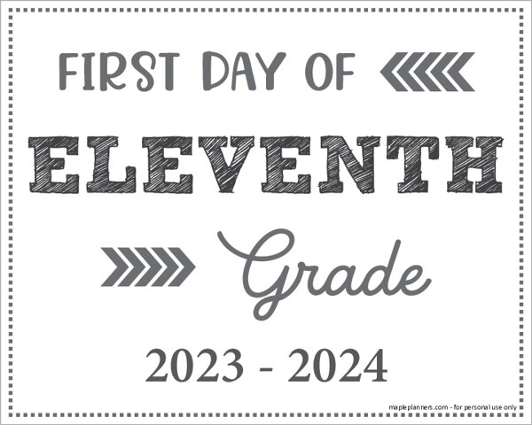 First Day of 11th Grade Sign (Editable)