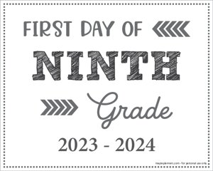 First Day of 9th Grade Sign (Editable)