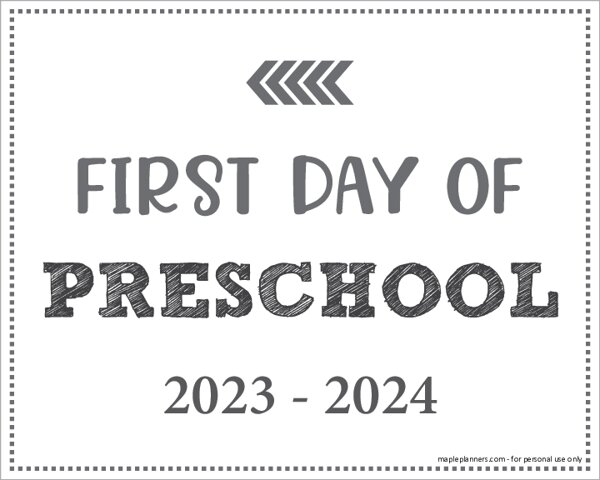 First Day of Preschool Sign (Editable)