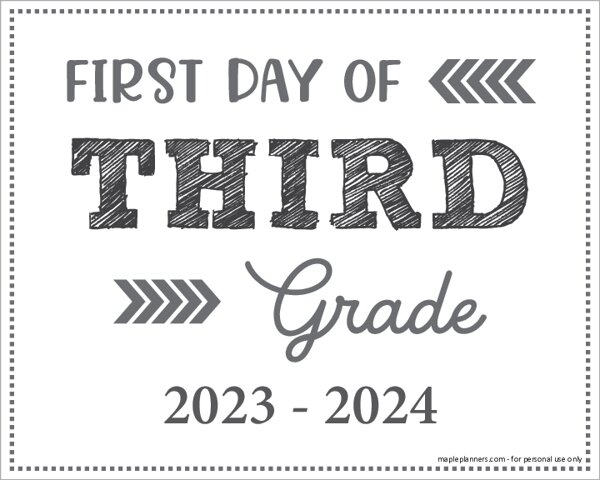 First Day of 3rd Grade Sign (Editable)