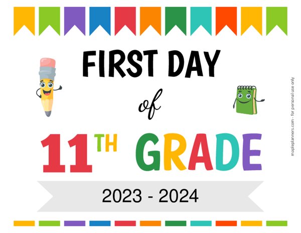 First Day of Eleventh Grade Sign {Editable}