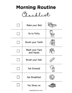 Morning Routine Checklist for Kids