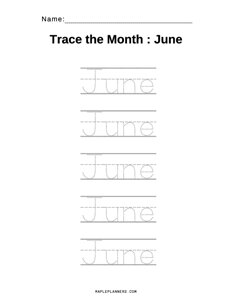 June Tracing Worksheets