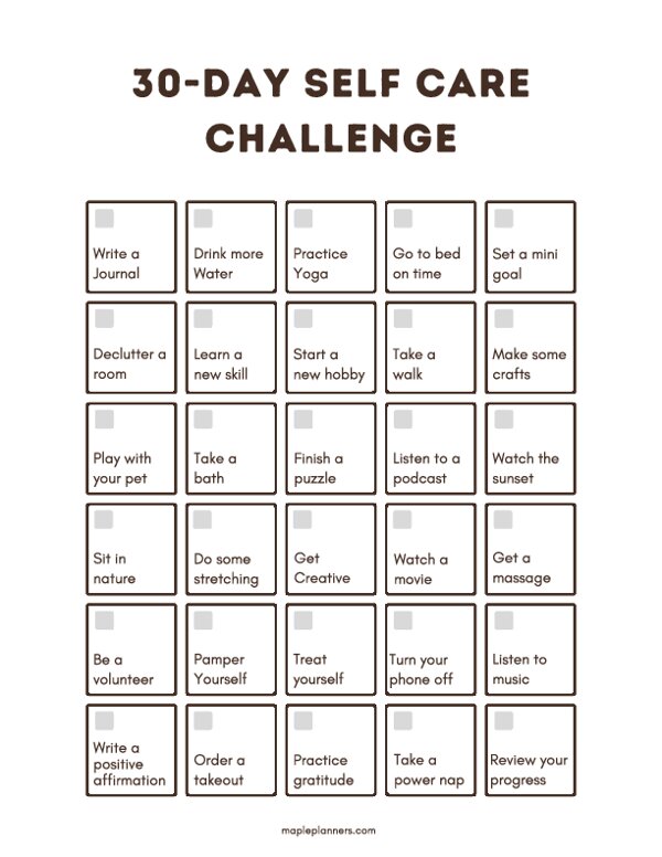 30 Day Self Care Challenge