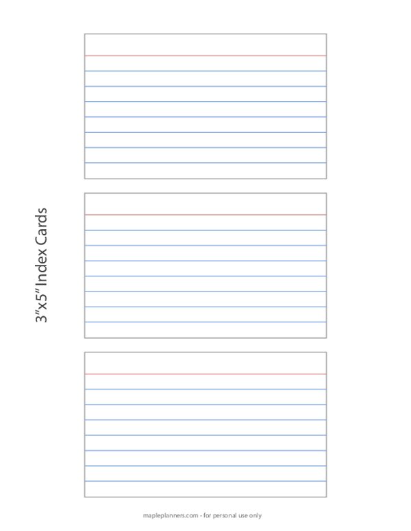 Printable Index Card Templates: 3×5 and 4×6 – Tim's Printables