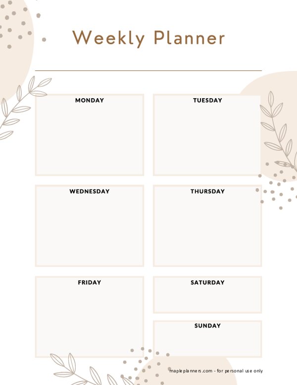 Boho Minimalist Weekly Planner