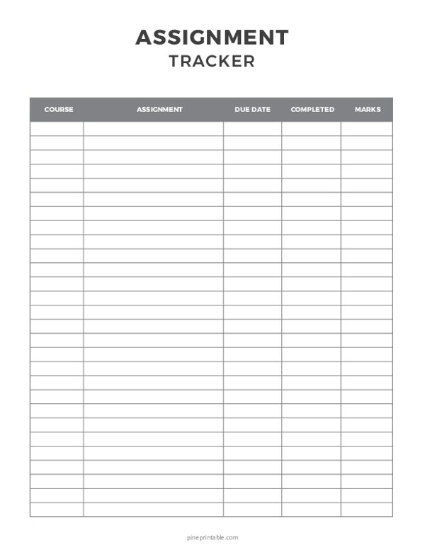 Assignment Tracker Template
