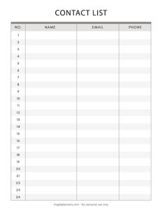Contact List Template