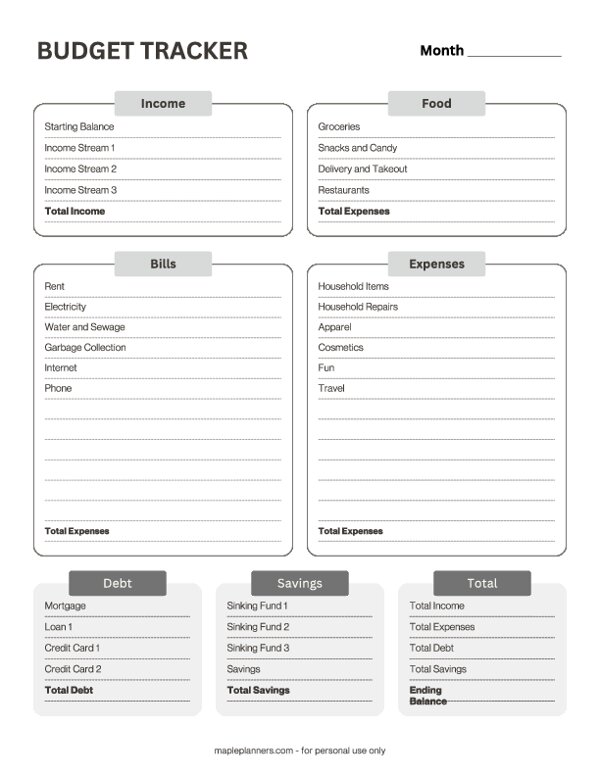 Monthly Budget Tracker