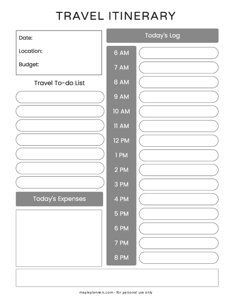 Travel Itinerary Template