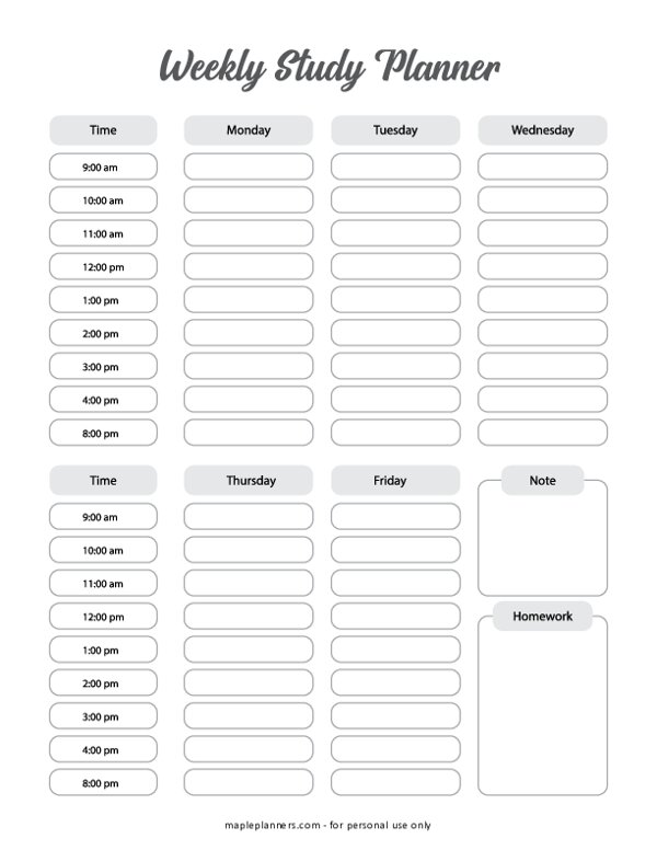 Weekly Study Planner