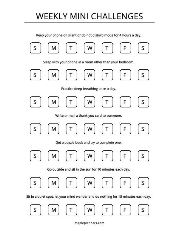 Weekly Mini Challenges Template