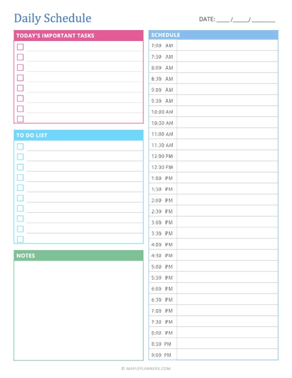 Daily Routine Planner Template Free Infoupdate Daily Routine Planner Template Free Infoupdate