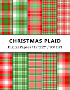 Christmas Plaid Digital Papers