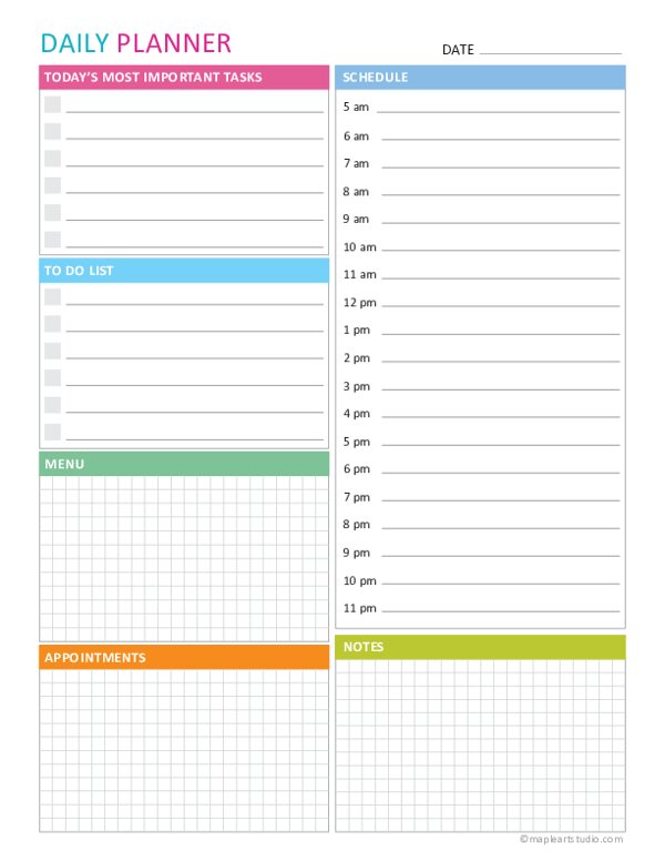 Free Printable Daily Planner With Time Slots Template Free Printable Daily Planner With Time Slots Template