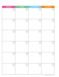Undated Monthly Calendar Template