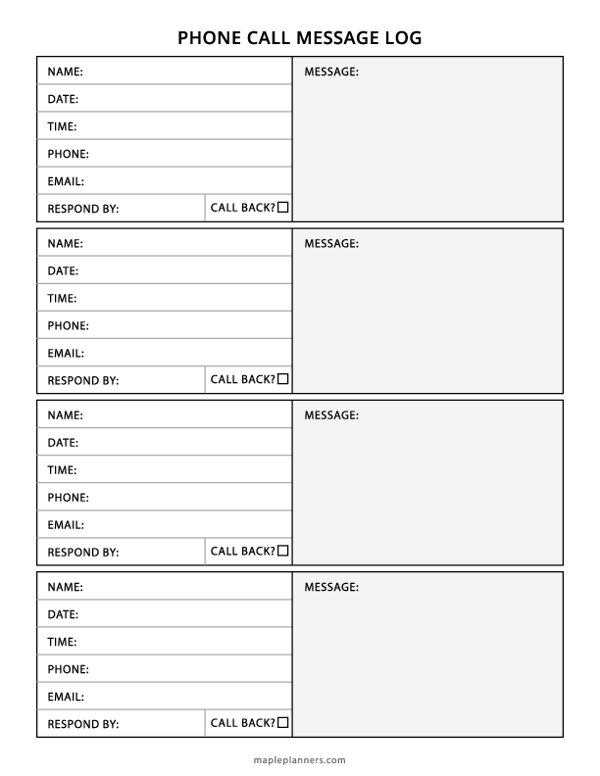 Free Printable Call Log Template FREE Editable Contact List Template Free Printable Call Log Template FREE Editable Contact List Template