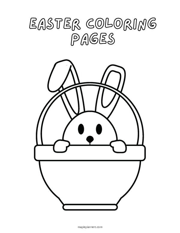 Bunny in a Basket Coloring Page