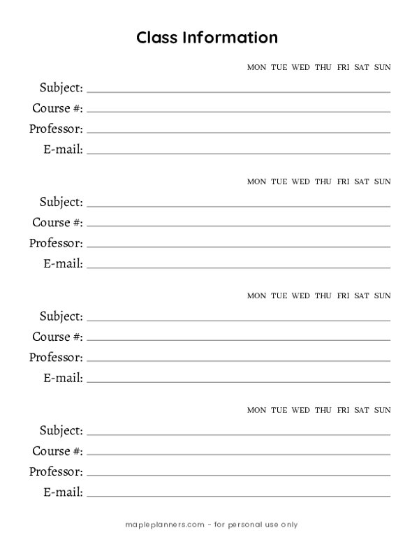 Class Information