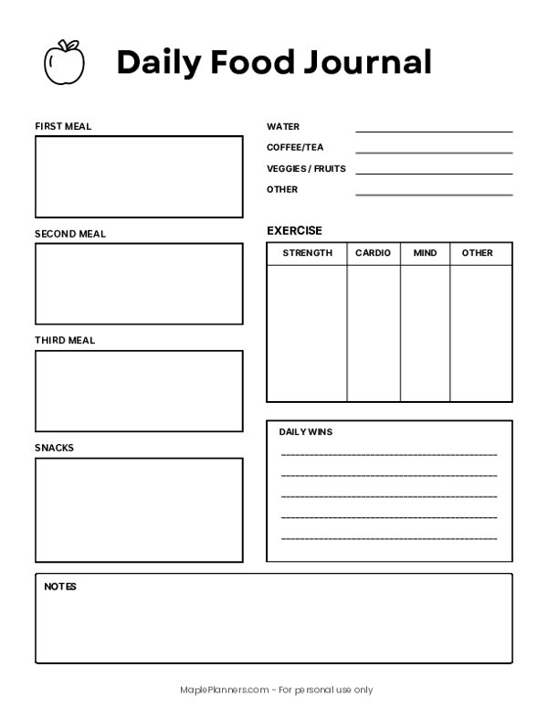 Daily Food Journal Template