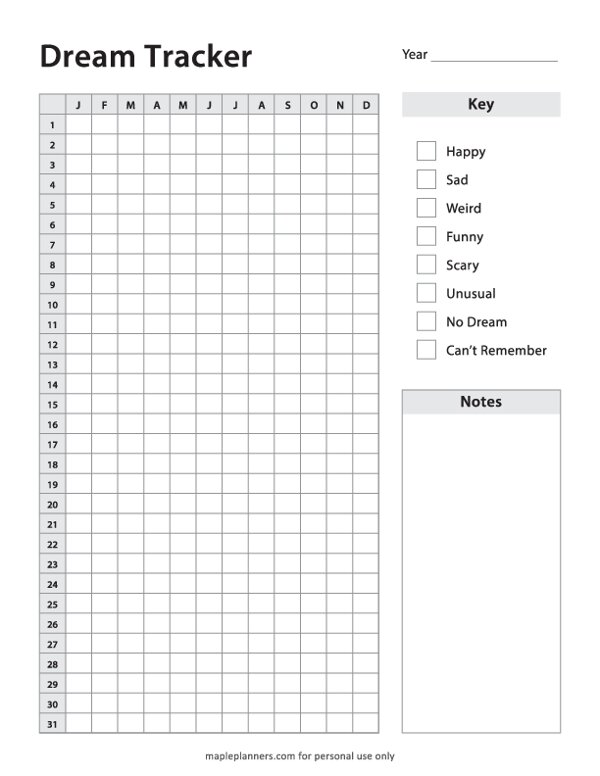 Daily Dream Tracker Template