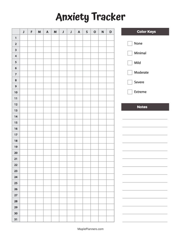 Daily Anxiety Tracker Template